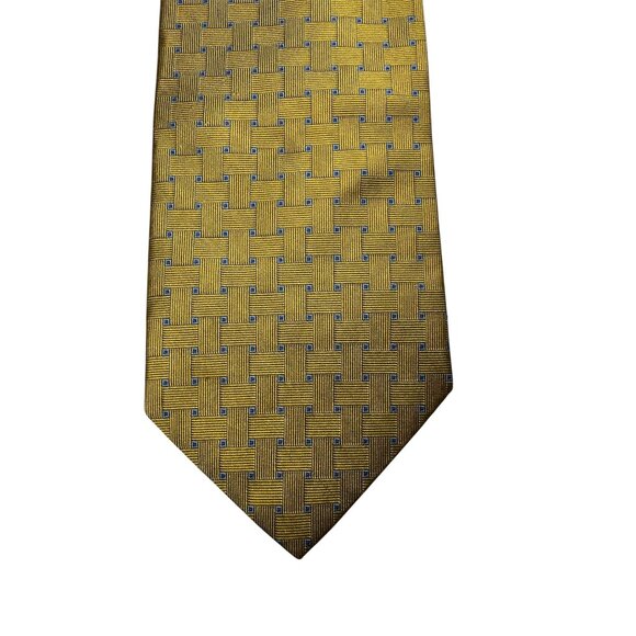 Brooks Brothers Makers Yellow & Blue Geometric Woven Silk Tie - Picture 2 of 8
